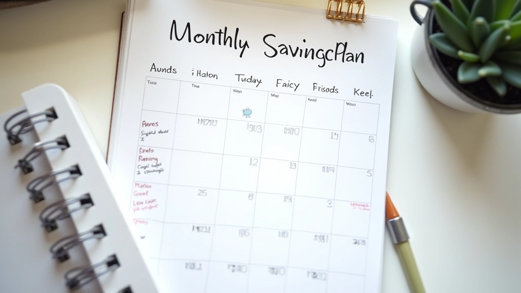 Měsíční kalendář se zaznamenávaným plánem spořicího účtu